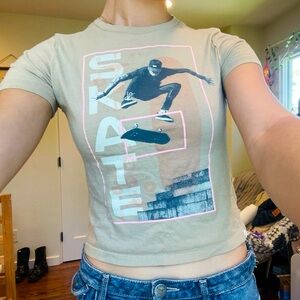 skater graphic y2k baby tee